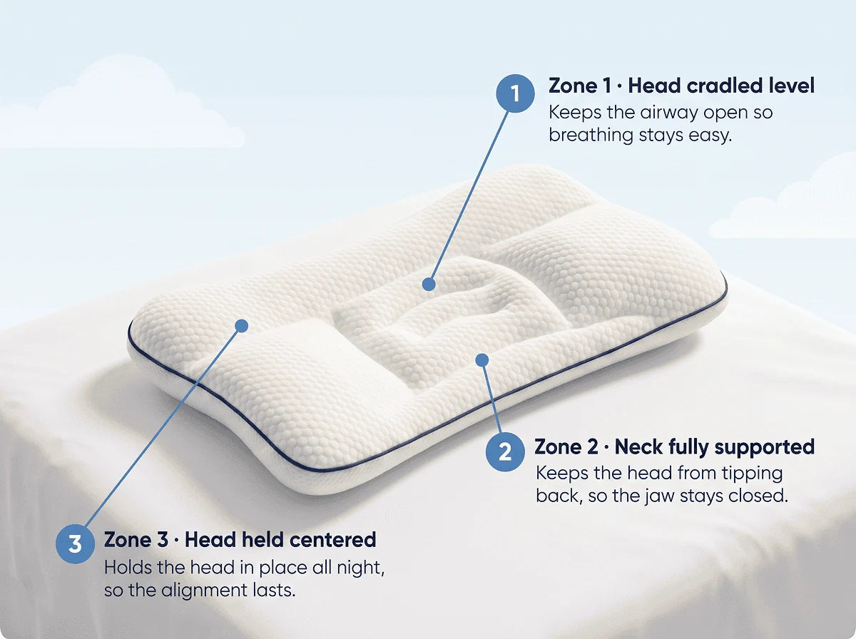 The three support zones of the LittleBear pillow