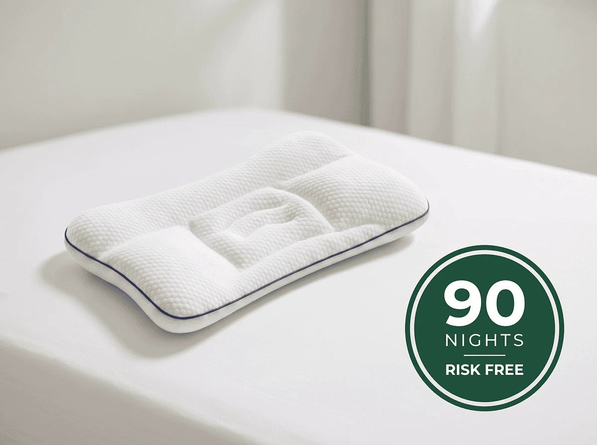 The LittleBear pillow with a 90 nights risk free seal