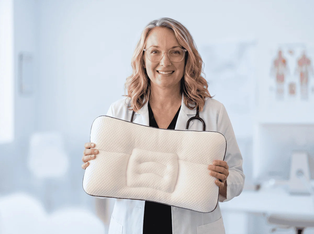 A clinician holding the LittleBear pillow